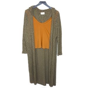 Love Brown Knit Trench Coat Sweater with Hood